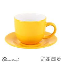 Tasse et soucoupe de glaçage de Shinning jaune